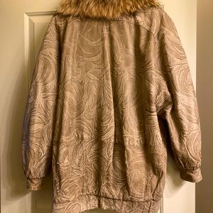 BaBack of leather jacket was fox